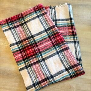 Red & White Plaid Fuzzy Blanket Scarf